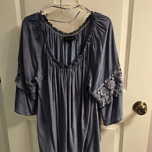 Lane Bryant Elegant Blue Tunic with Lace Accents